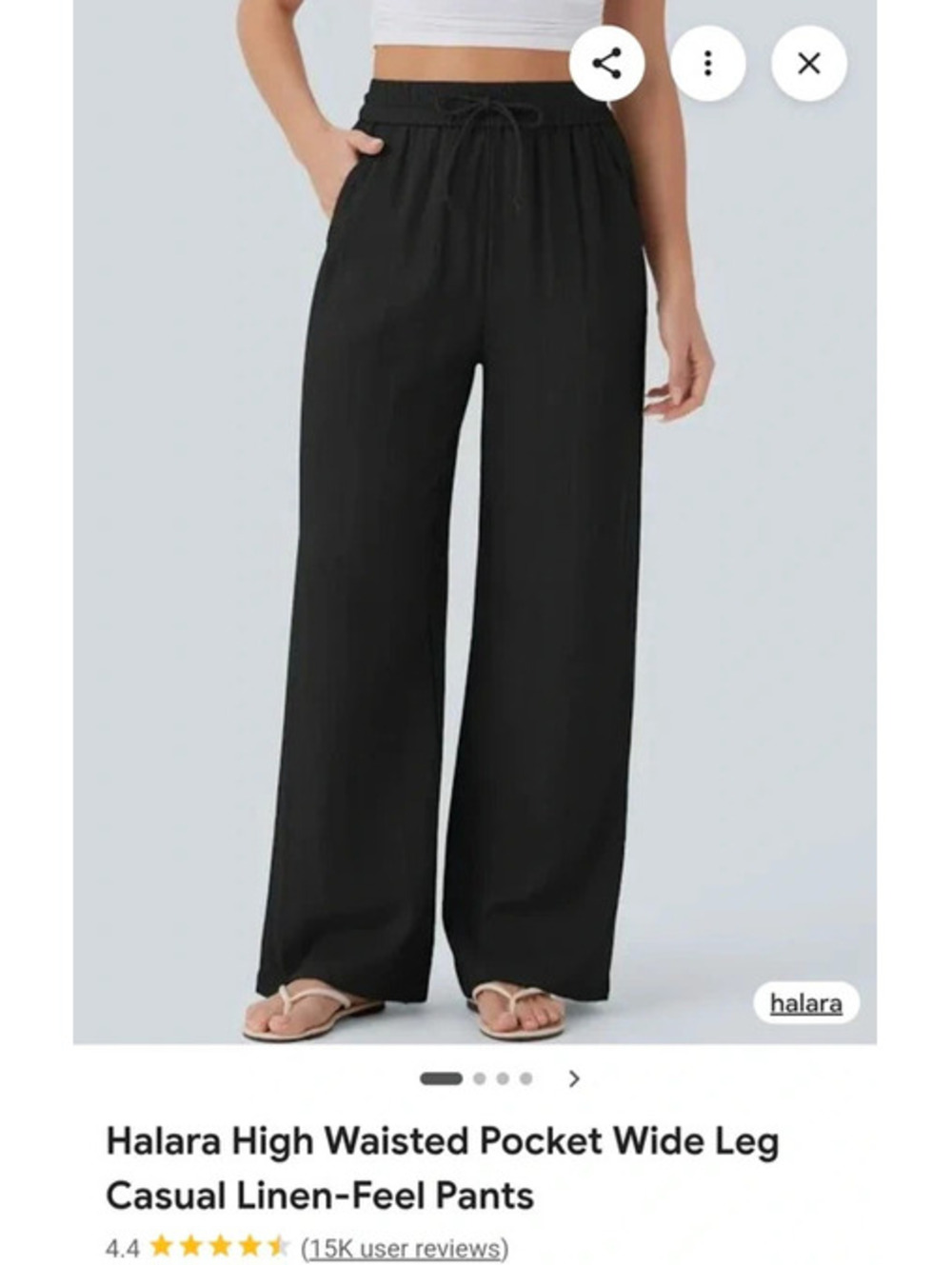 Halara High Waisted Drawstring Linen-Feel Wide Leg Casual Pants NWT size XS Tall